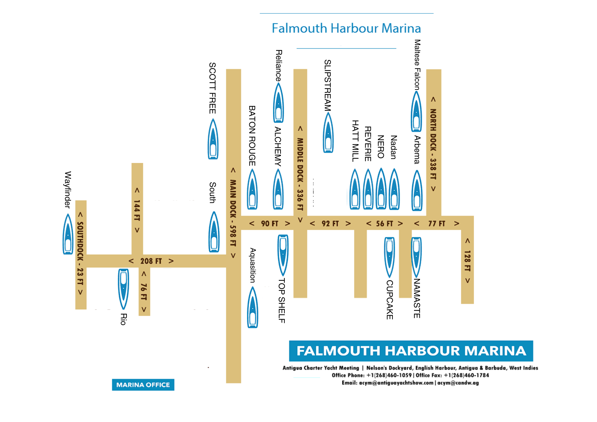 Falmouth Harbour Marina Map