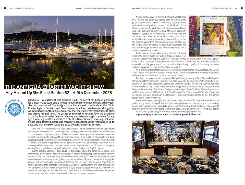 Super Yacht Knowledge Magazine Feature